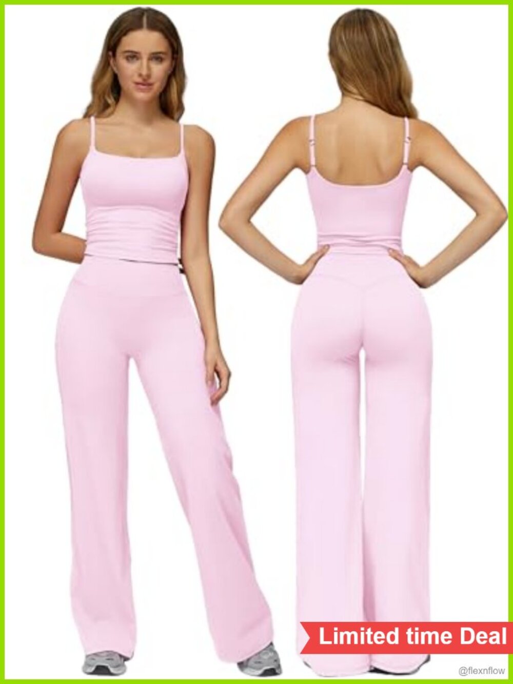Women's 2 Piece Workout Set Crop Tank Top Straight Leg Yoga Pants